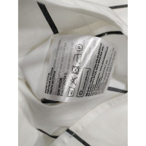 H&M Striped Muscle Fit Short Sleeve Button Up Shirt White/Black Men's Size Small - Picture 5 of 9